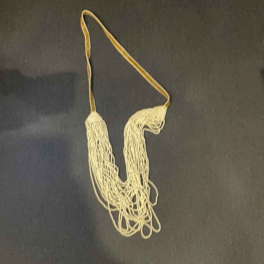 Anthropologie beaded white and gold necklace